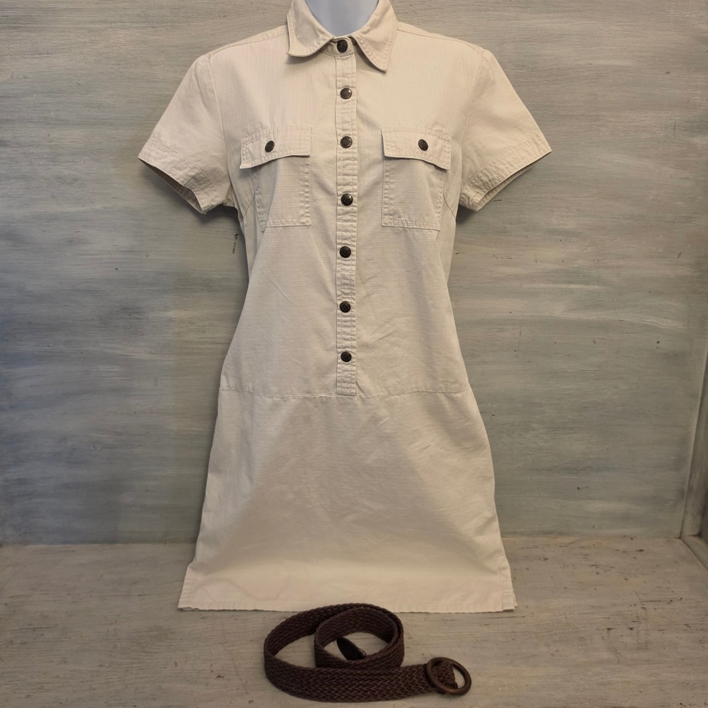 Ralph Lauren Polo Jeans Company 100% Cotton Khaki Shirt Dress w/ Belt Size4 GC